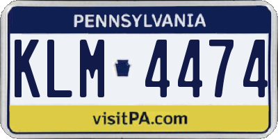 PA license plate KLM4474