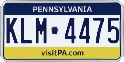 PA license plate KLM4475