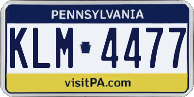 PA license plate KLM4477