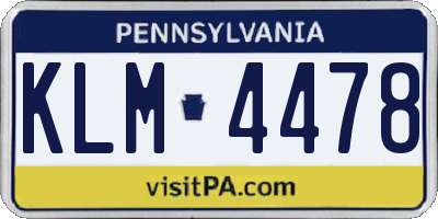 PA license plate KLM4478