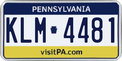 PA license plate KLM4481