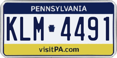 PA license plate KLM4491