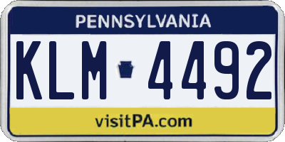 PA license plate KLM4492