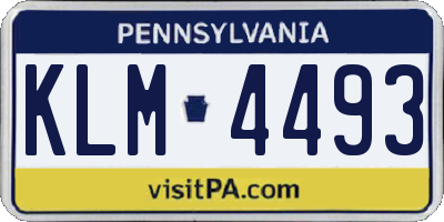 PA license plate KLM4493