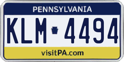 PA license plate KLM4494