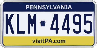 PA license plate KLM4495