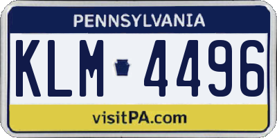 PA license plate KLM4496