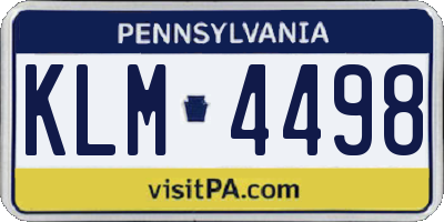 PA license plate KLM4498