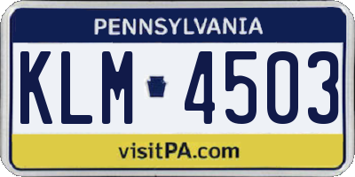 PA license plate KLM4503