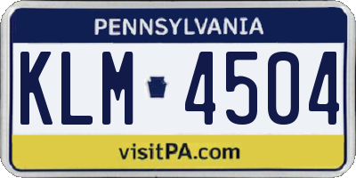 PA license plate KLM4504
