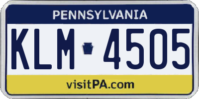 PA license plate KLM4505