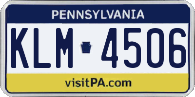 PA license plate KLM4506