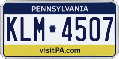 PA license plate KLM4507