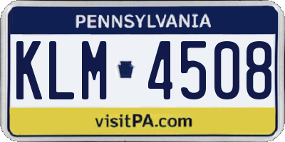 PA license plate KLM4508