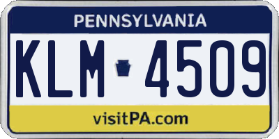PA license plate KLM4509