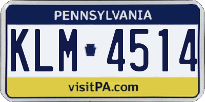 PA license plate KLM4514