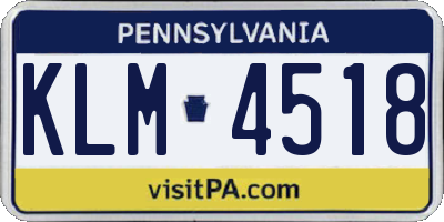 PA license plate KLM4518