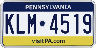 PA license plate KLM4519