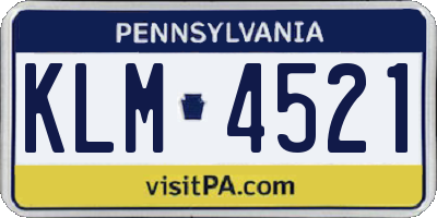 PA license plate KLM4521