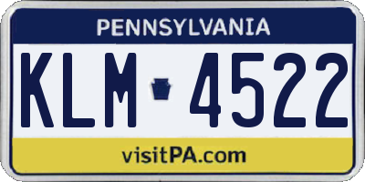 PA license plate KLM4522