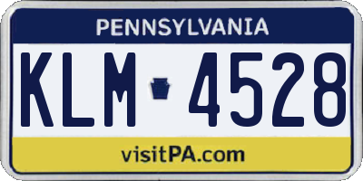 PA license plate KLM4528