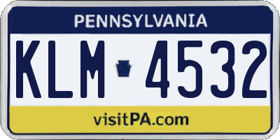 PA license plate KLM4532