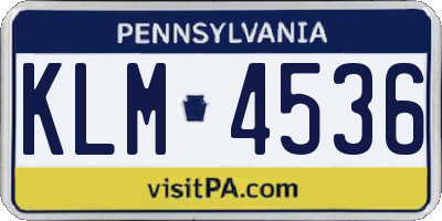 PA license plate KLM4536