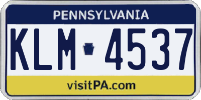PA license plate KLM4537