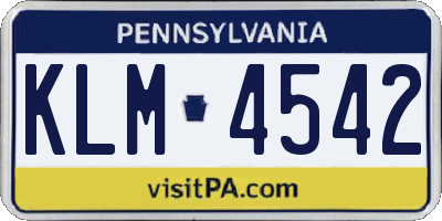 PA license plate KLM4542