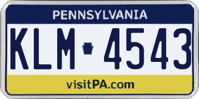 PA license plate KLM4543