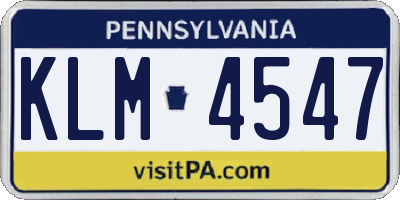 PA license plate KLM4547