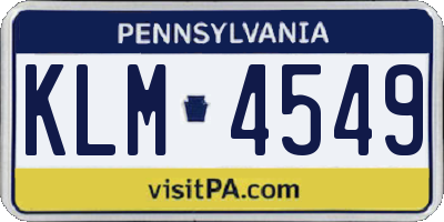 PA license plate KLM4549
