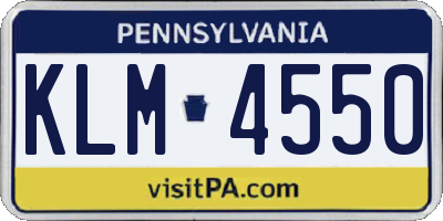 PA license plate KLM4550