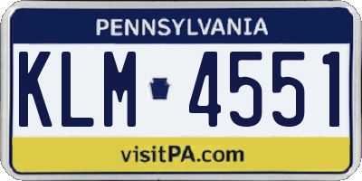 PA license plate KLM4551