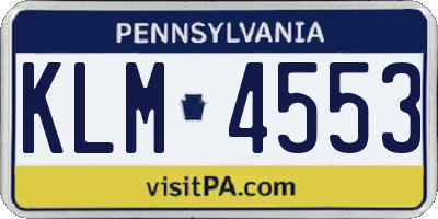 PA license plate KLM4553