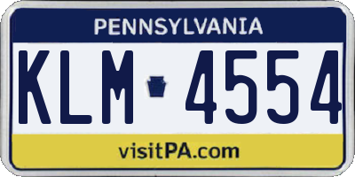 PA license plate KLM4554