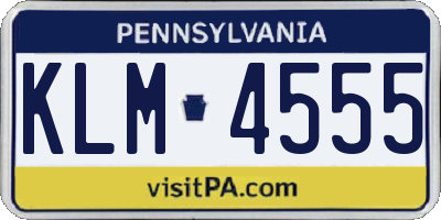PA license plate KLM4555