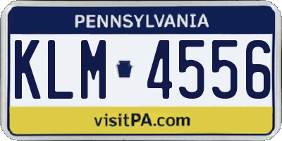 PA license plate KLM4556