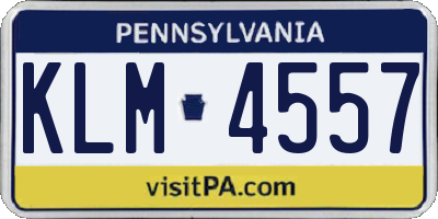 PA license plate KLM4557