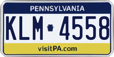 PA license plate KLM4558