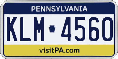 PA license plate KLM4560