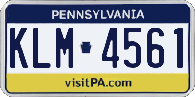 PA license plate KLM4561