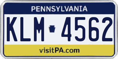 PA license plate KLM4562