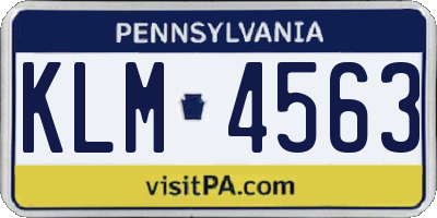 PA license plate KLM4563