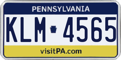 PA license plate KLM4565