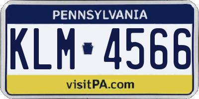 PA license plate KLM4566