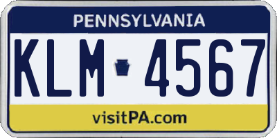 PA license plate KLM4567