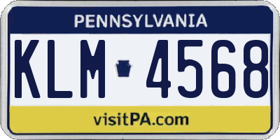 PA license plate KLM4568