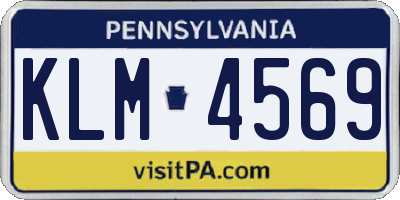 PA license plate KLM4569