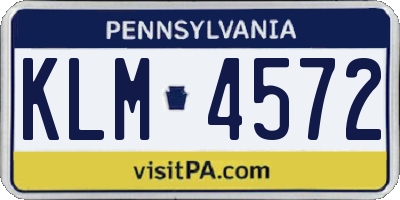 PA license plate KLM4572